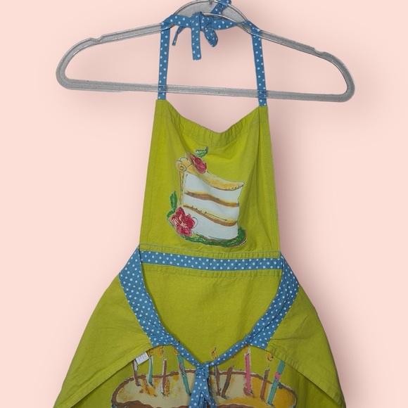 Julia Junkin Happy Birthday Cake Graphic Green Colorful Apron - Picture 5 of 7